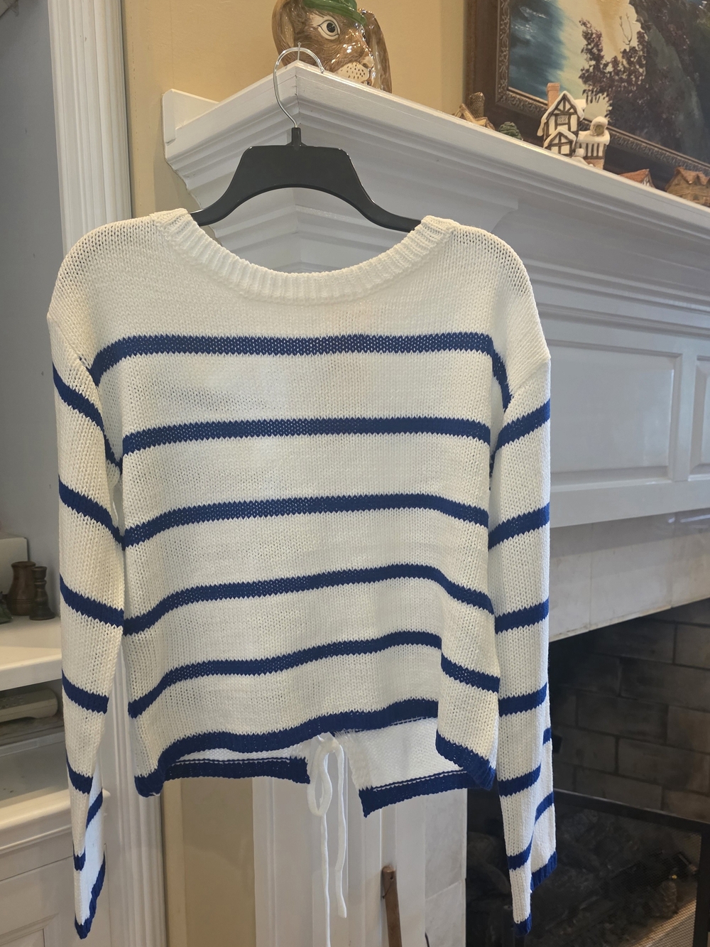 Hem & Thread White and Blue Striped Crewneck Sweater